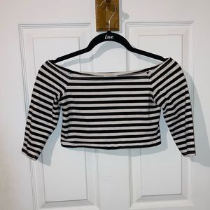 Black & White striped crop top